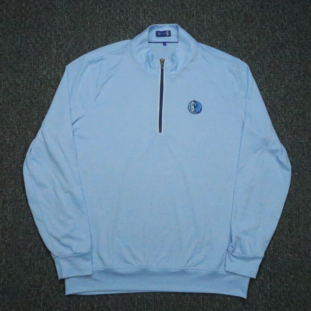Dallas Mavericks Pullover Mens Large Blue Stitch Golf‎ Quarter Zip Performance